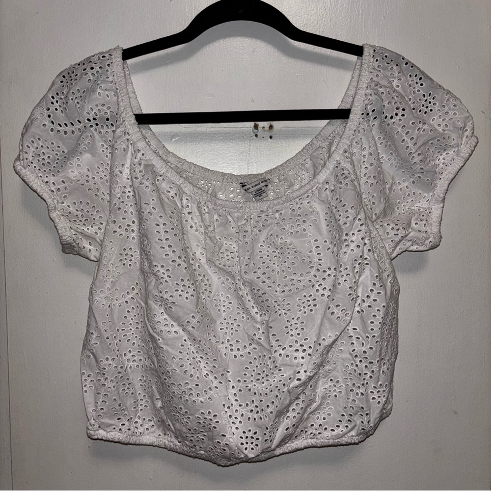 American Eagle Eyelet Cropped Blouse